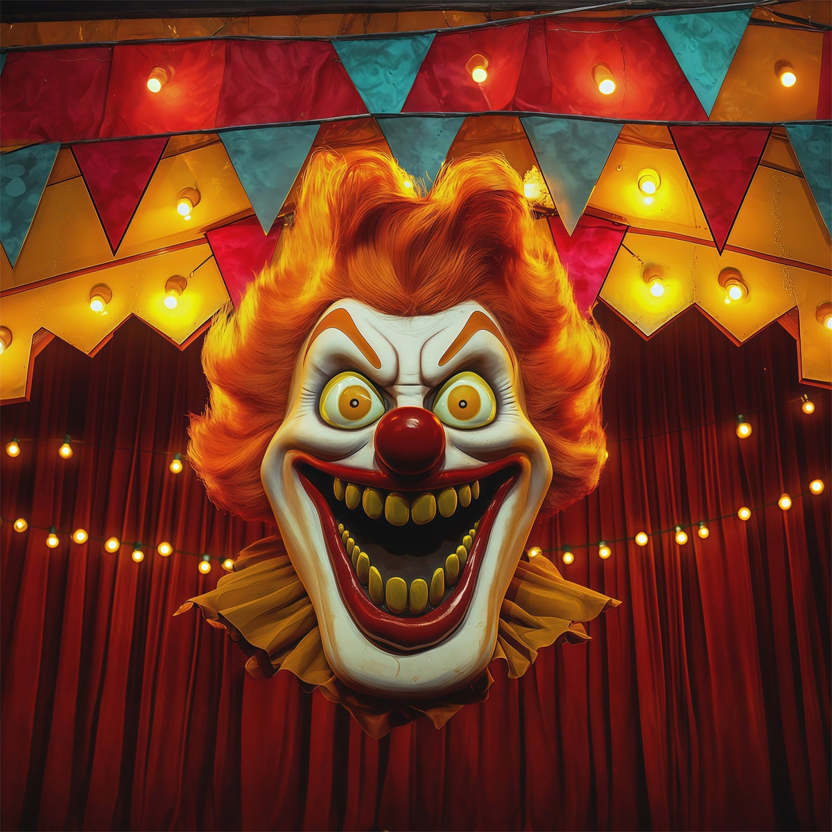 Halloween-Kulissen Für FotosGruseliger Clown Zirkusbühne Halloween-Zirkuskulisse RR67-39