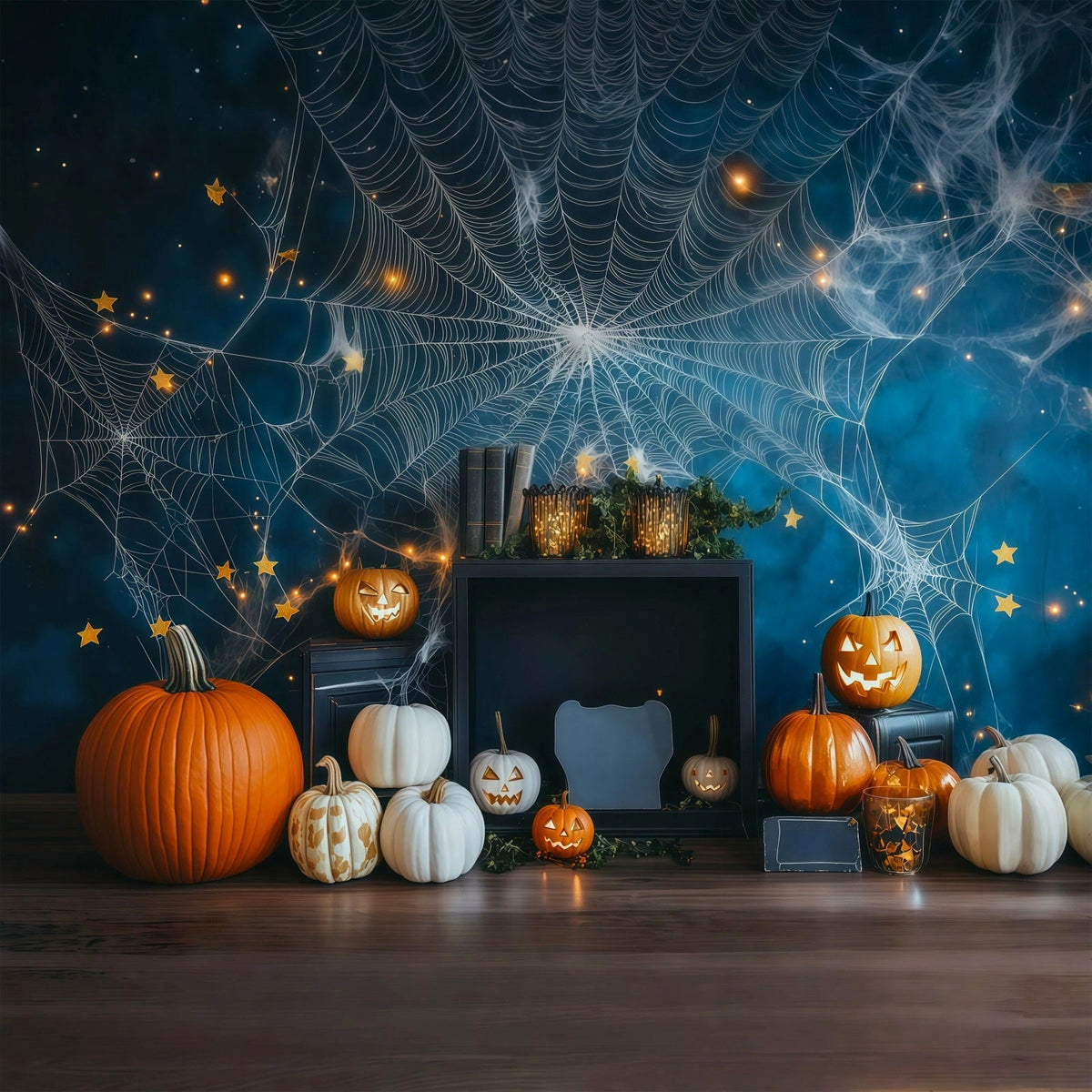 Diy Halloween Fotohintergrund Spinnennetz Kürbis Stern Dekor Halloween Hintergrund RR67-41