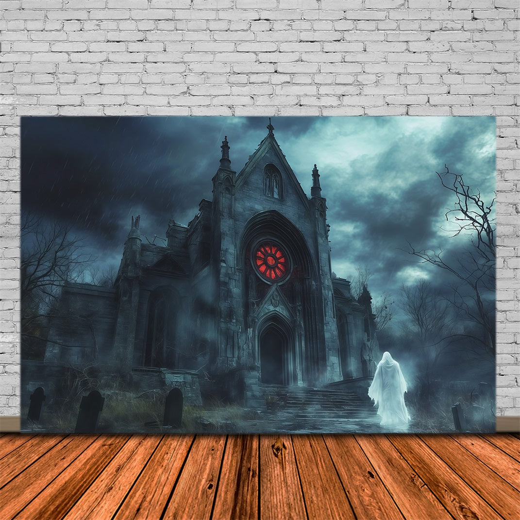 Halloween-Party-Fotohintergrund-IdeenRegnerische Gotische Kapelle Geister-Grusel-Halloween-Hintergrund RR67-45
