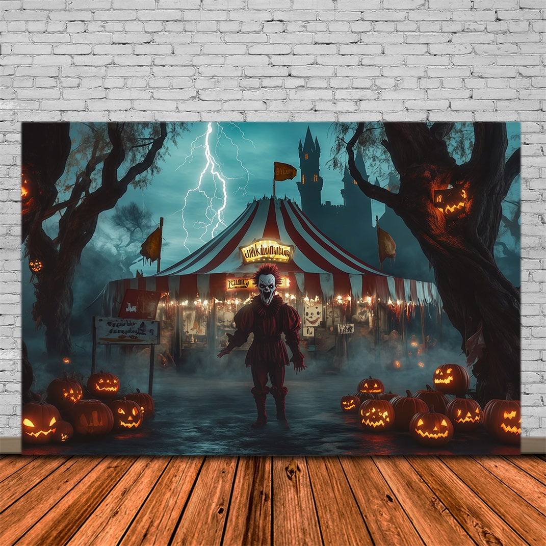 Halloween-Clown-Hintergrund Gruselige Zirkusclown-Kürbisse Halloween-Stoffhintergrund RR67-49