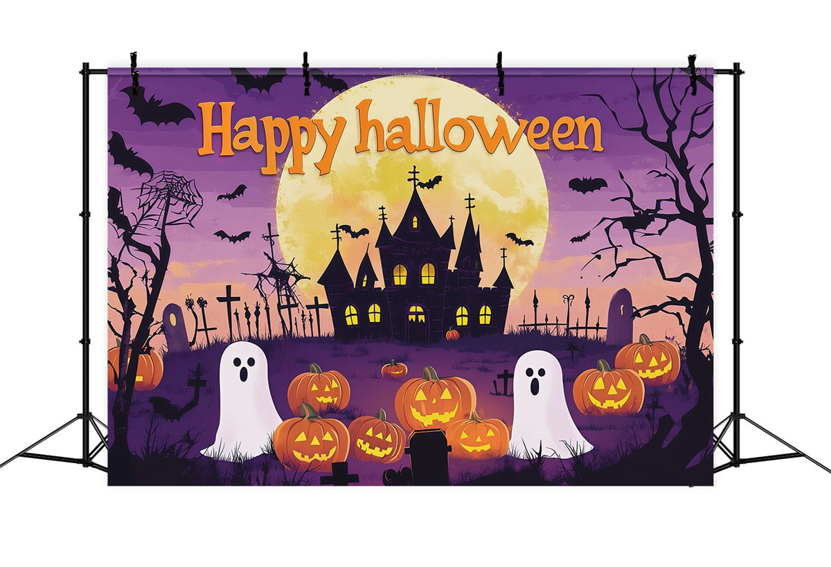 Halloween-Party-Fotohintergrund Lila Mond Geister Kürbisse Halloween-Hintergrund RR67-51