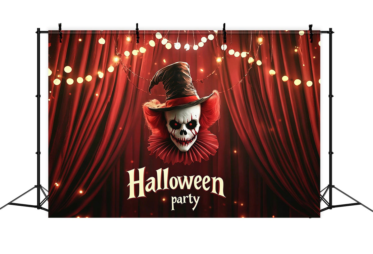 Halloween-Party-Hintergründe Clown-Totenkopf Roter Vorhang Halloween-Fotokabinen-Hintergrund RR67-57