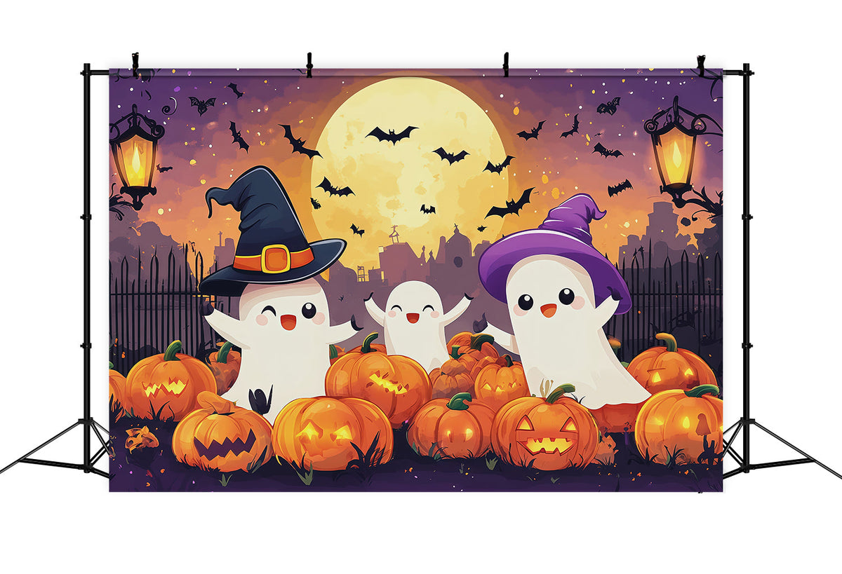 Halloween-Hintergrund Für FotoboxNiedliches Geister-Kürbis-Motiv RR67-73