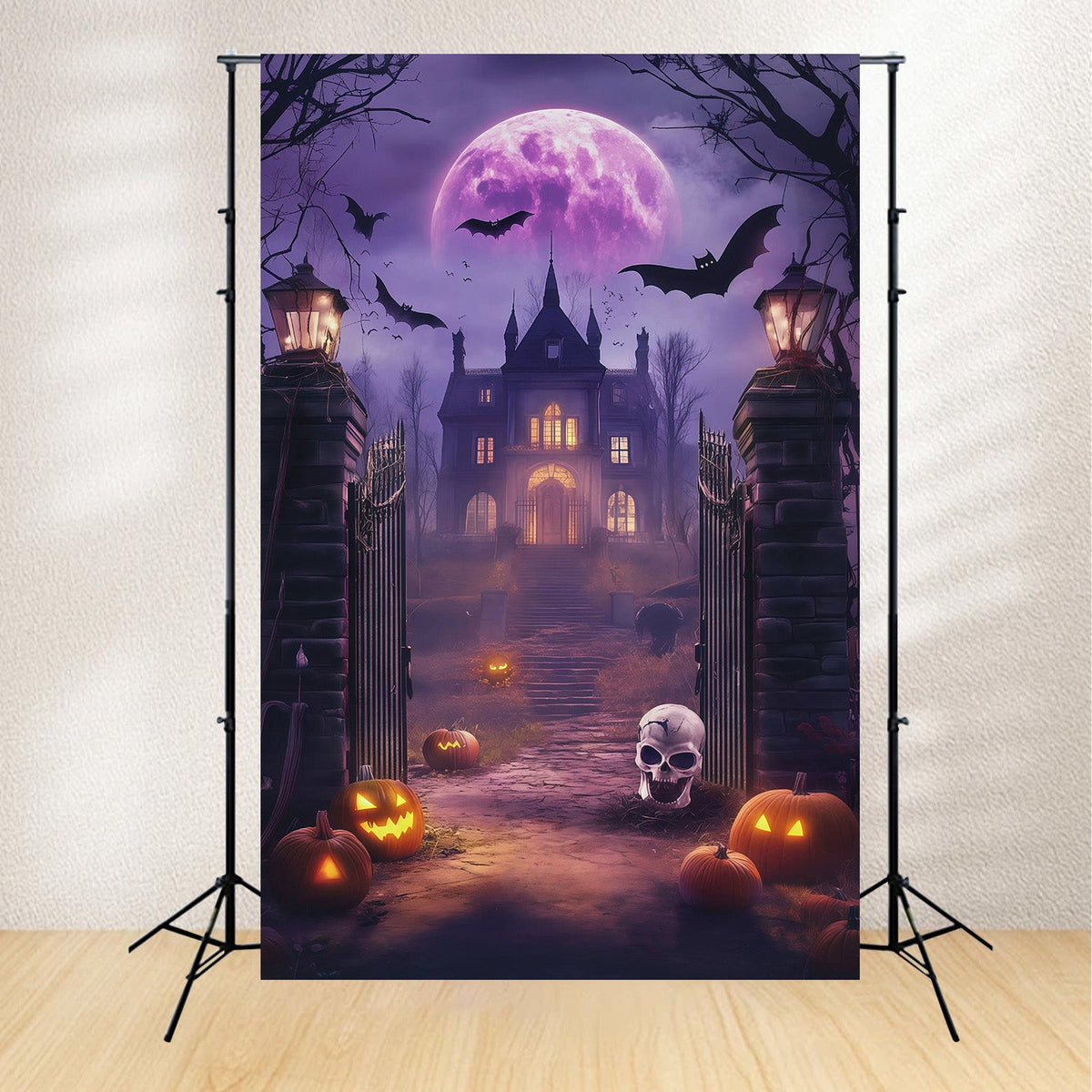 Diy Halloween Fotokulisse Lila Mond Spuktor 10X10 Halloween Kulisse RR67-91