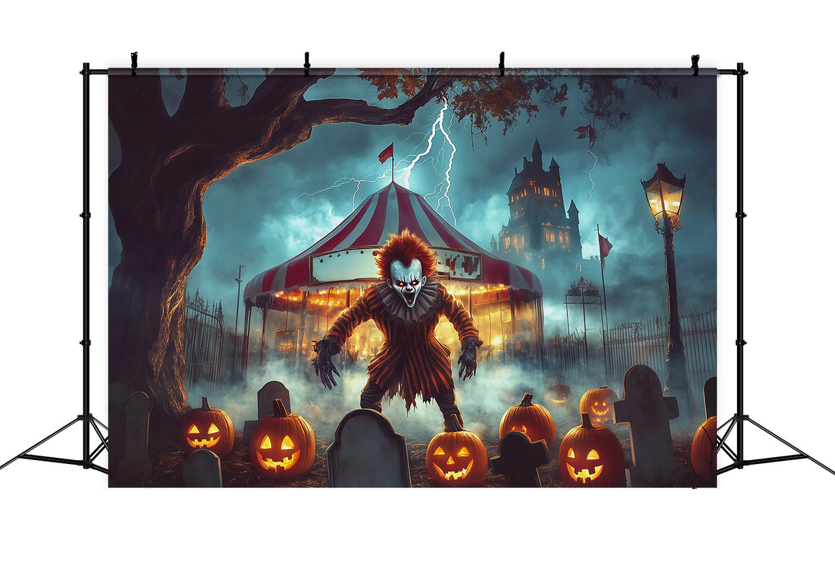 Halloween-Clown-Hintergrund Gruseliger Zirkusfriedhof-Kürbis-Halloween-Stoffhintergrund RR67-99
