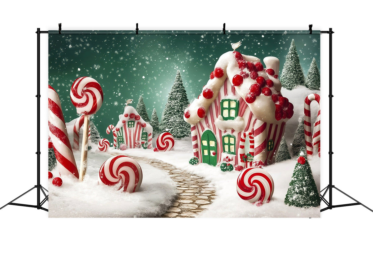 Weihnachtskulisse Candyland Candy Cottage Wunderland Weihnachts-Fotohintergründe RR68-72