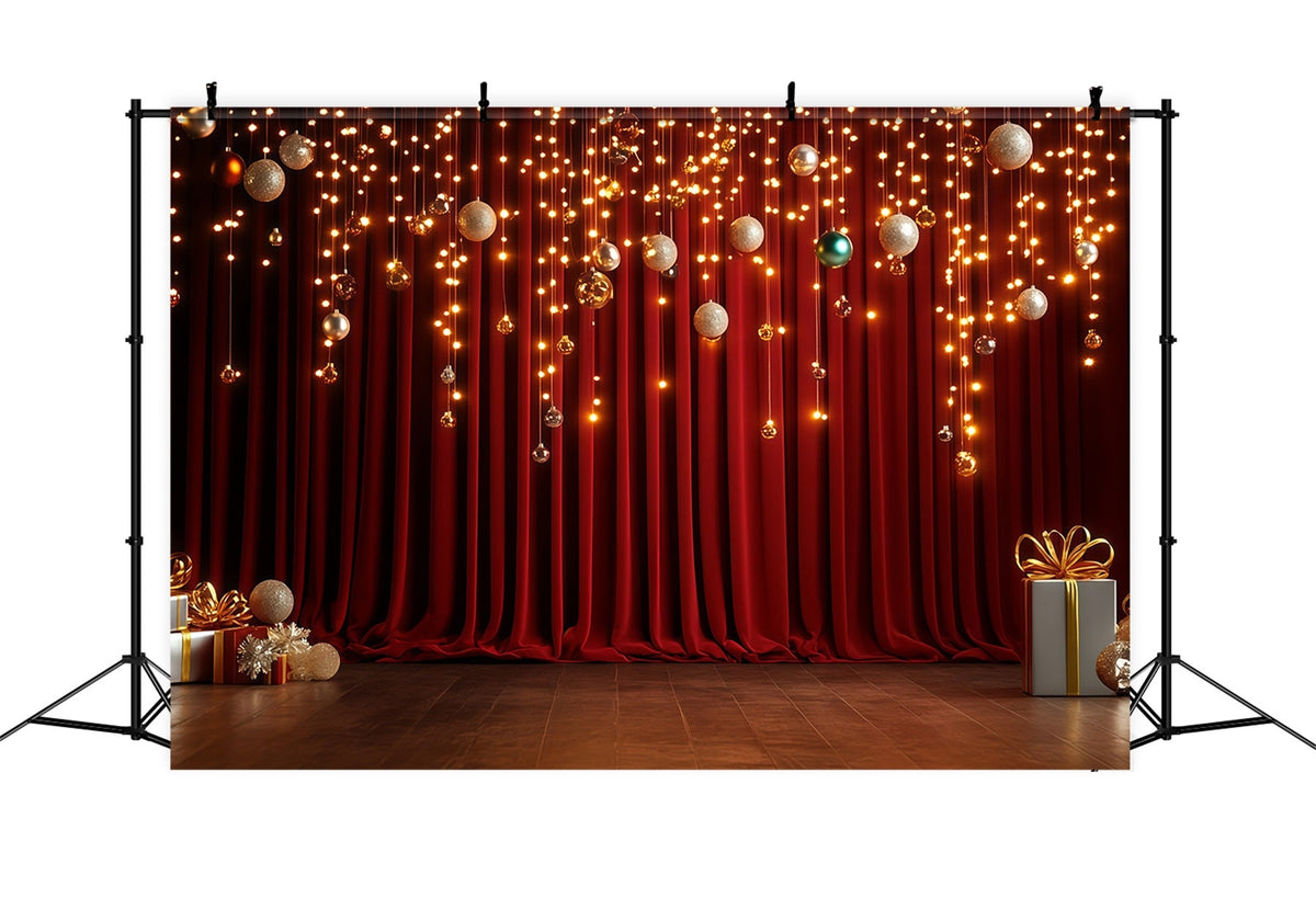 Weihnachts-Bühnenhintergründe Goldener Kugelvorhang Leuchtet Weihnachtliche Indoor-Hintergrundkulisse RR68-90