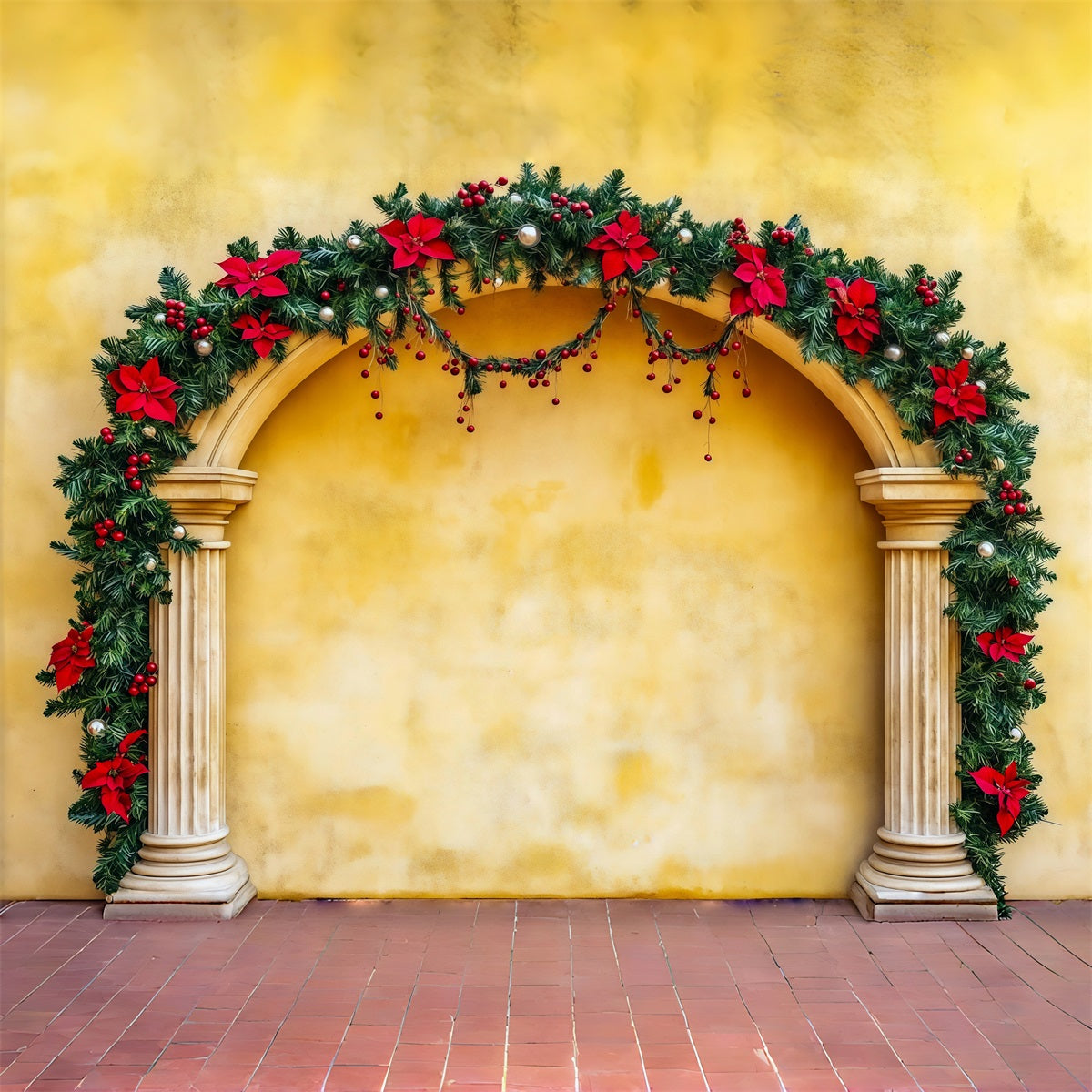 Weihnachtsbogen-Hintergrund Weihnachtsstern-Girlandensäule Weihnachtshintergrund Für Fotografie RR69-106