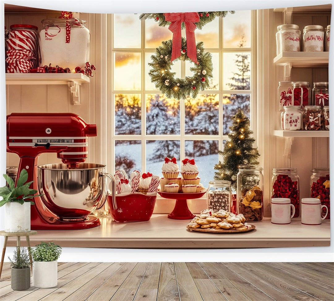 Weihnachtsbäckerei-Hintergrund Candy Kitchen Backecke Weihnachtshintergründe RR69-48
