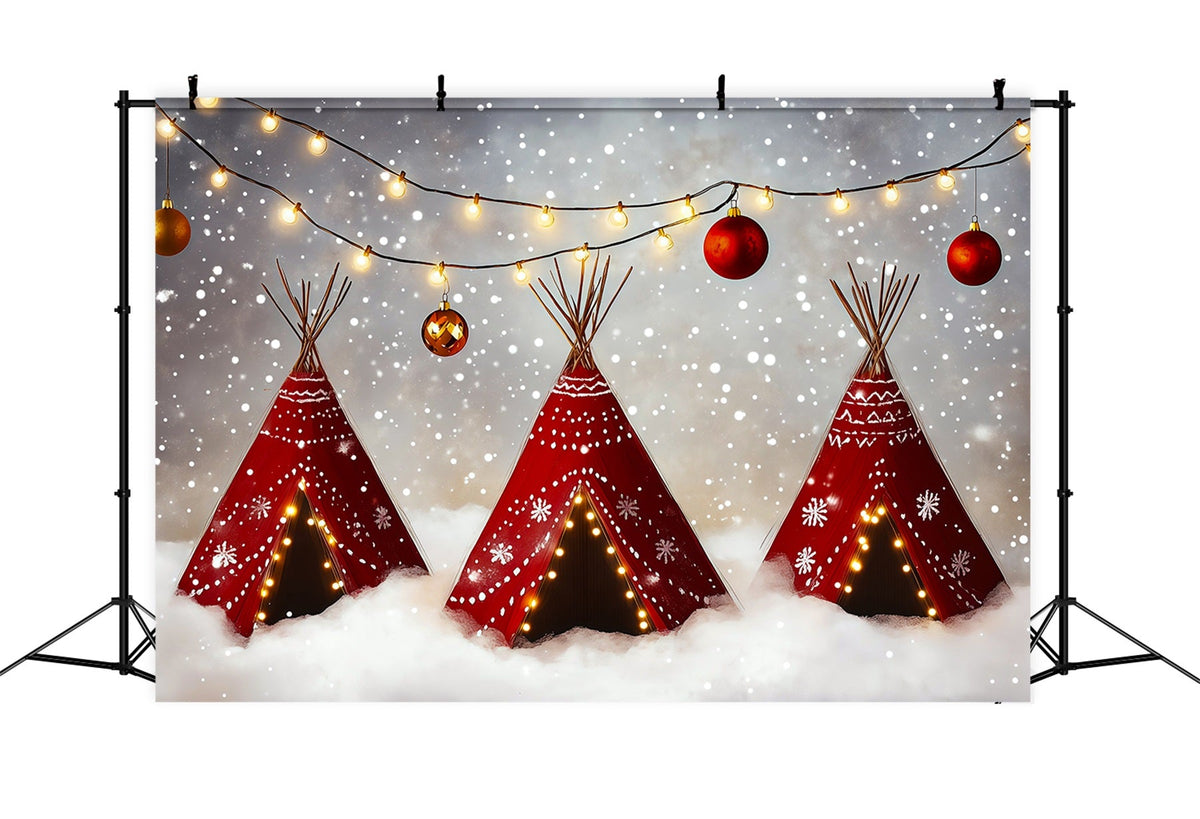 Niedliche Weihnachtskulisse Schneebedeckte Tipi-Lichter Professionelle Weihnachtskulissen RR69-61