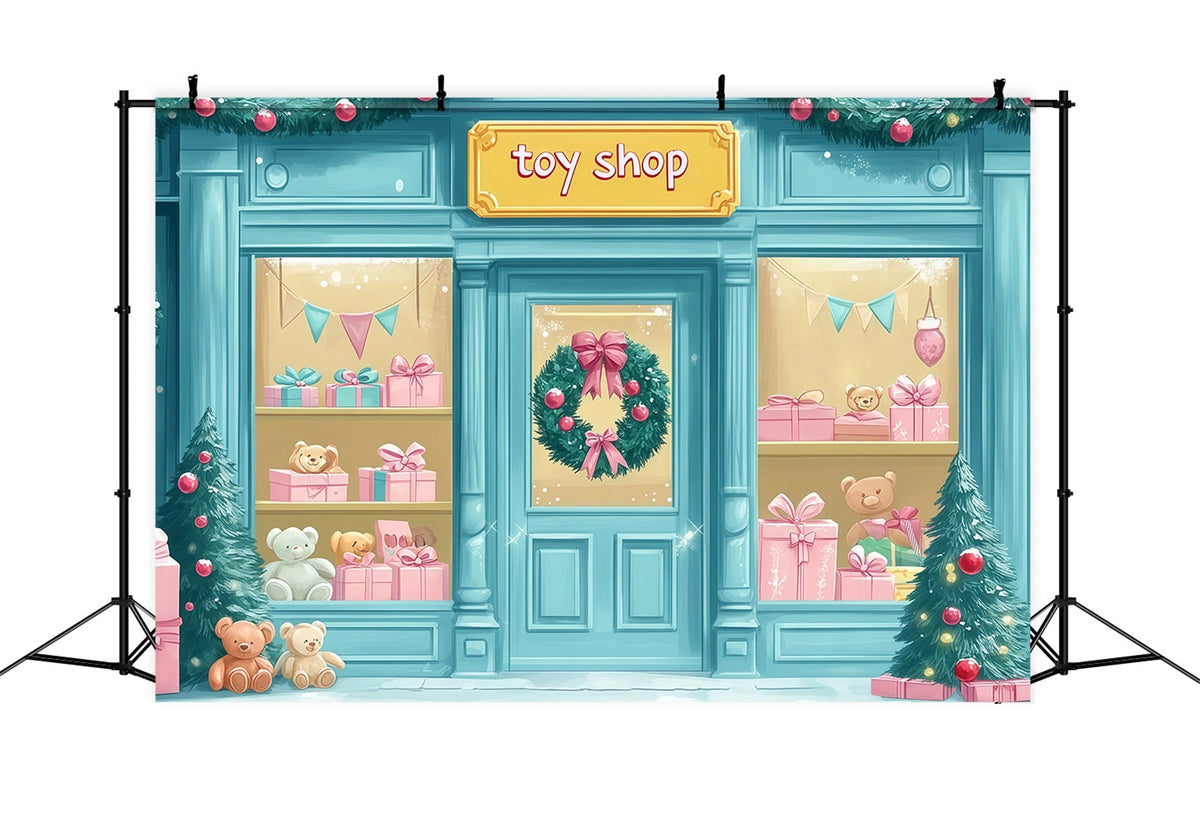 Weihnachtsladen-Hintergrund Niedliche Spielzeugladenfront Weihnachtshintergrund Für Fotografie RR69-69