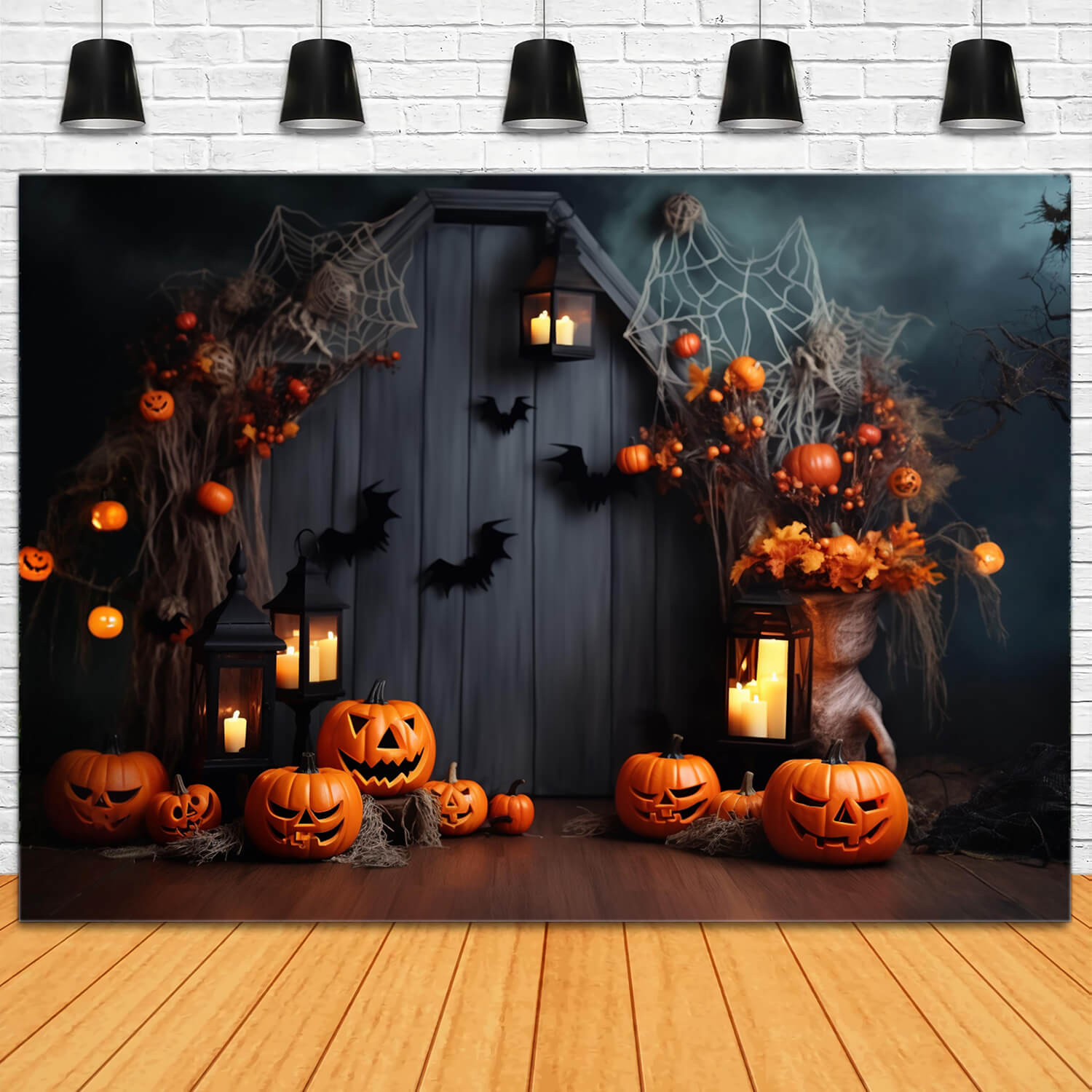 Halloween Kürbislaternen Fledermäuse Hintergrund RR7-102