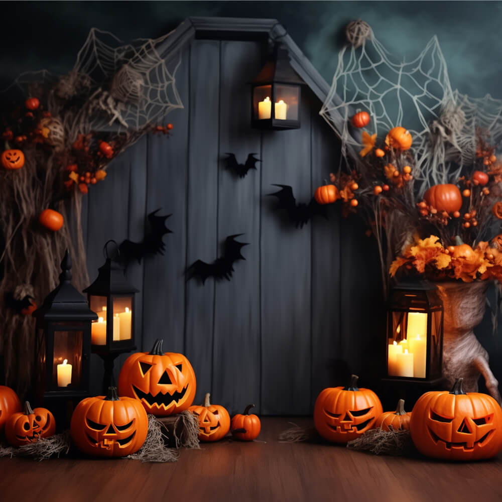 Halloween Kürbislaternen Fledermäuse Hintergrund RR7-102