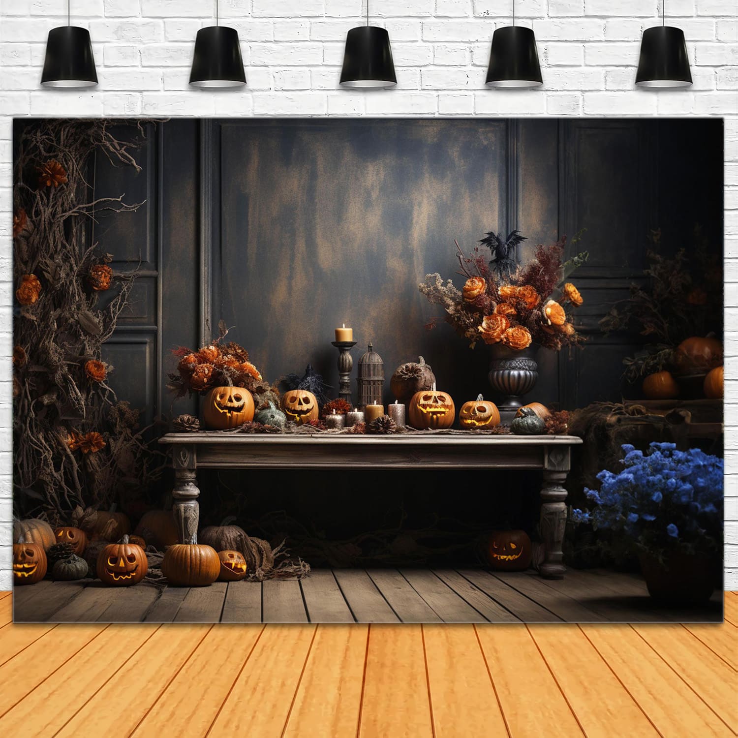 Kürbisse Vintage Wand Halloween Hintergrund RR7-106