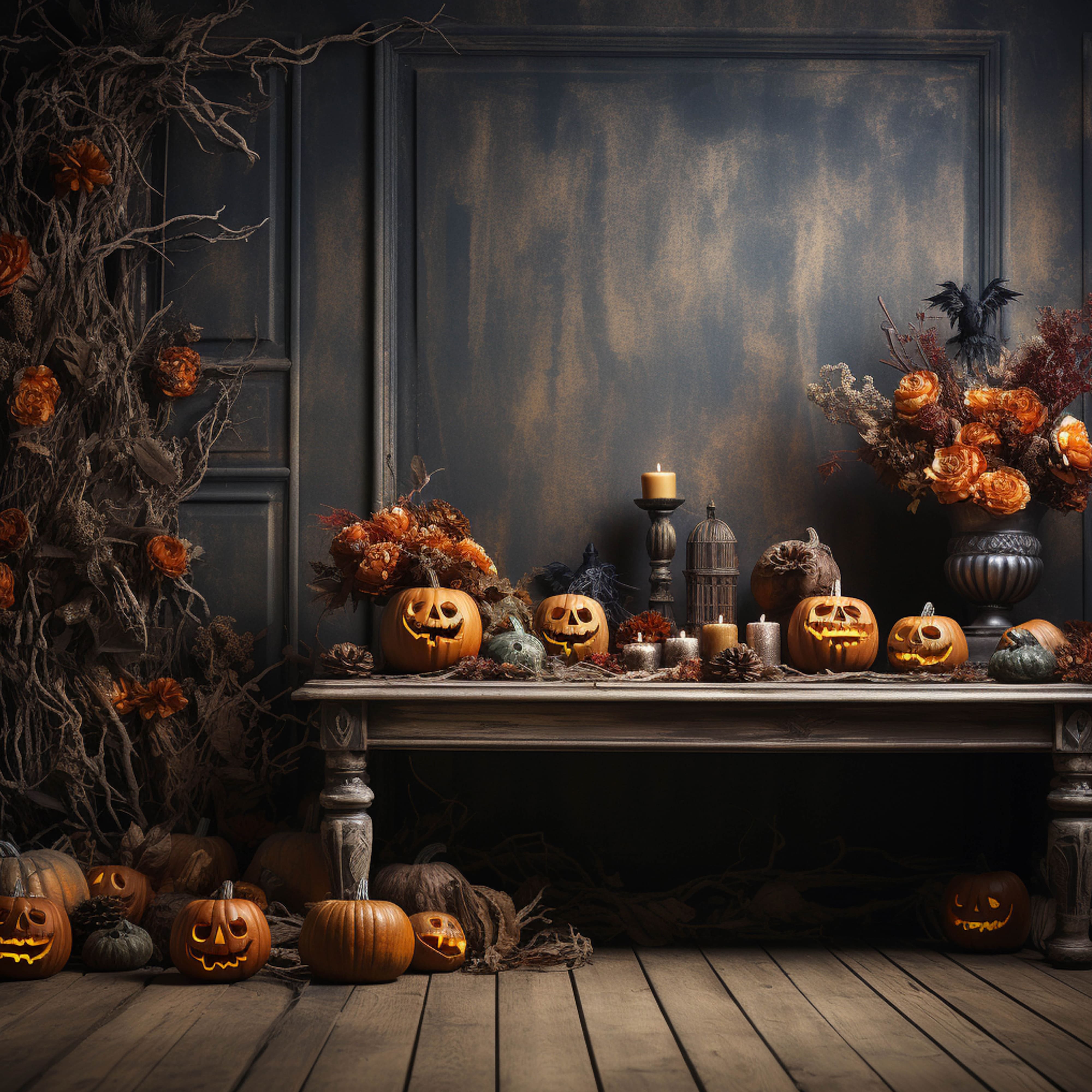 Kürbisse Vintage Wand Halloween Hintergrund RR7-106