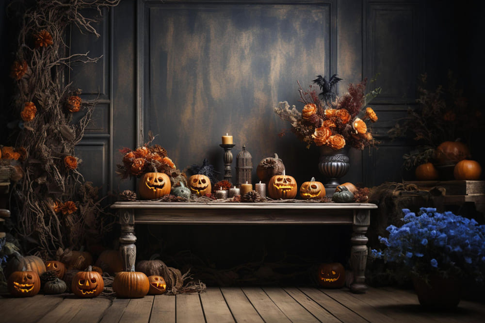 Kürbisse Vintage Wand Halloween Hintergrund RR7-106