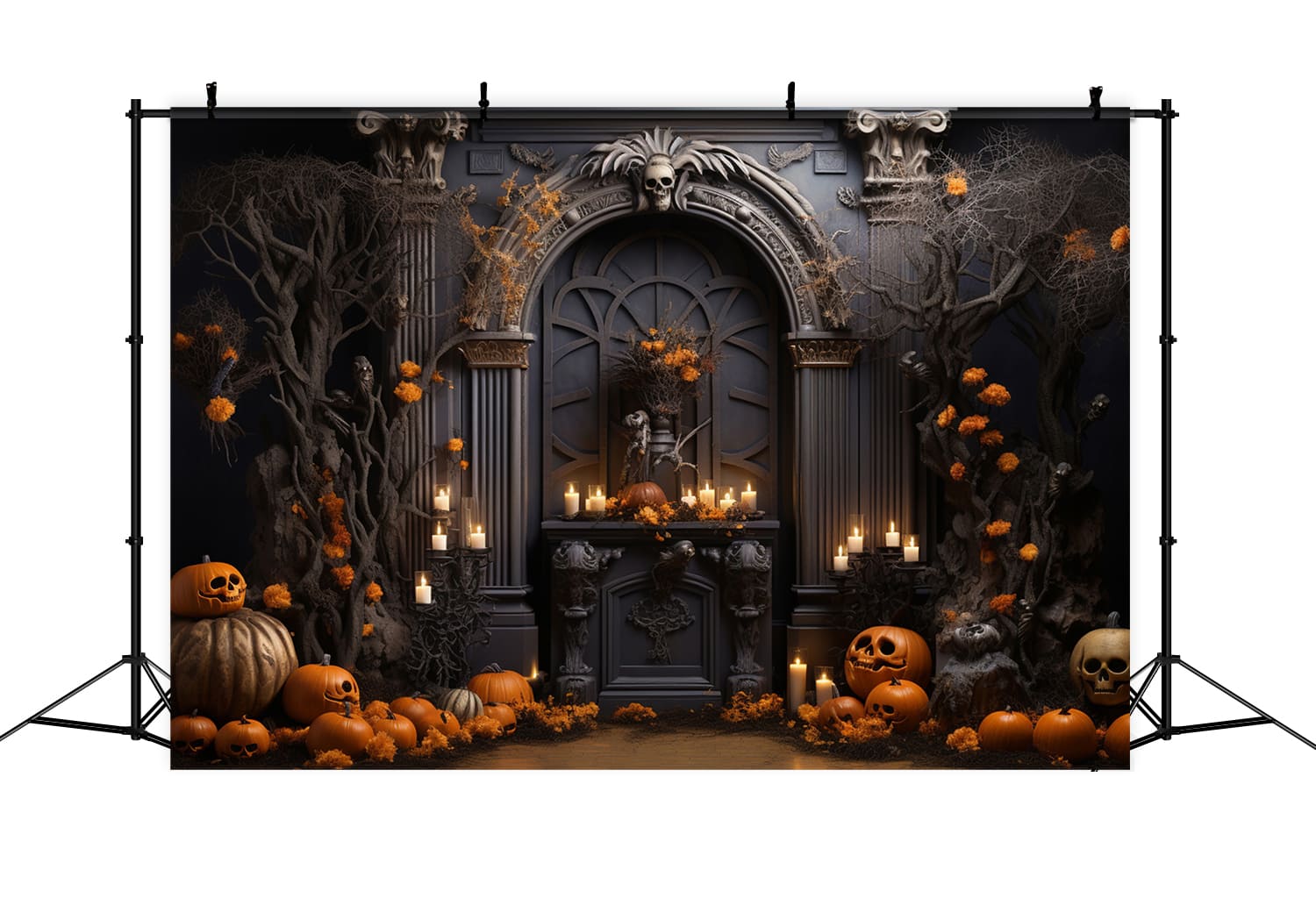 Kürbisse Kerzen Halloween Wandhintergrund RR7-112