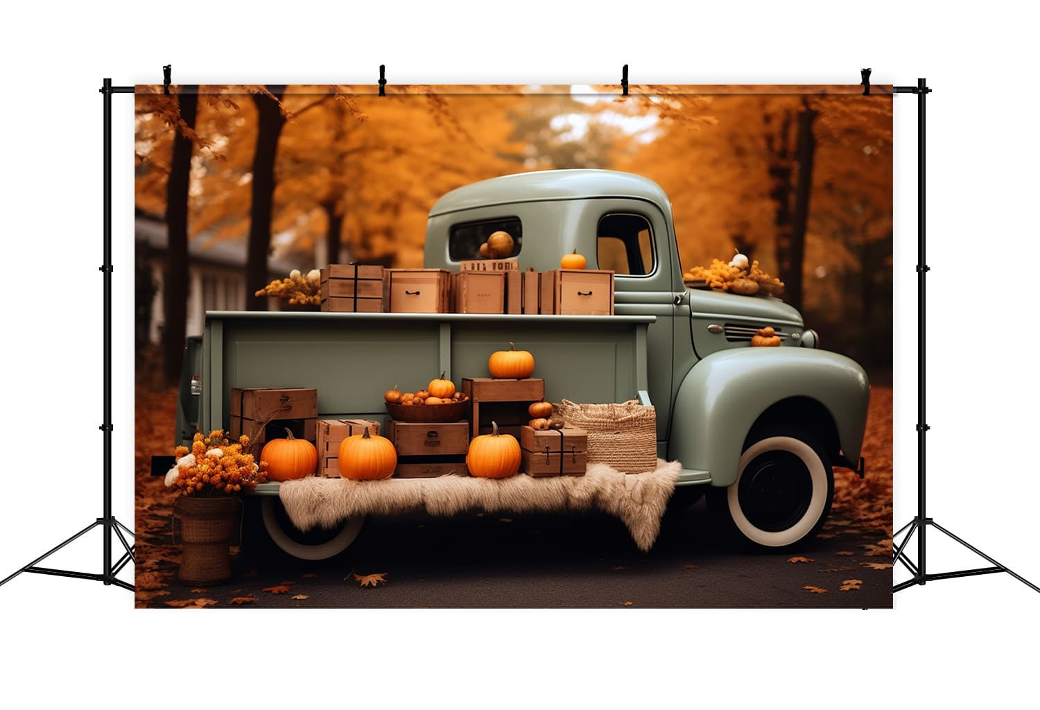 Herbst Wald Ernte Retro LKW Hintergrund RR7-159