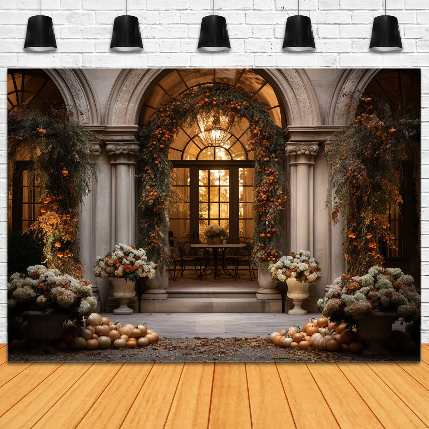 Kürbisse Kranz Haustür Herbst Hintergrund RR7-166