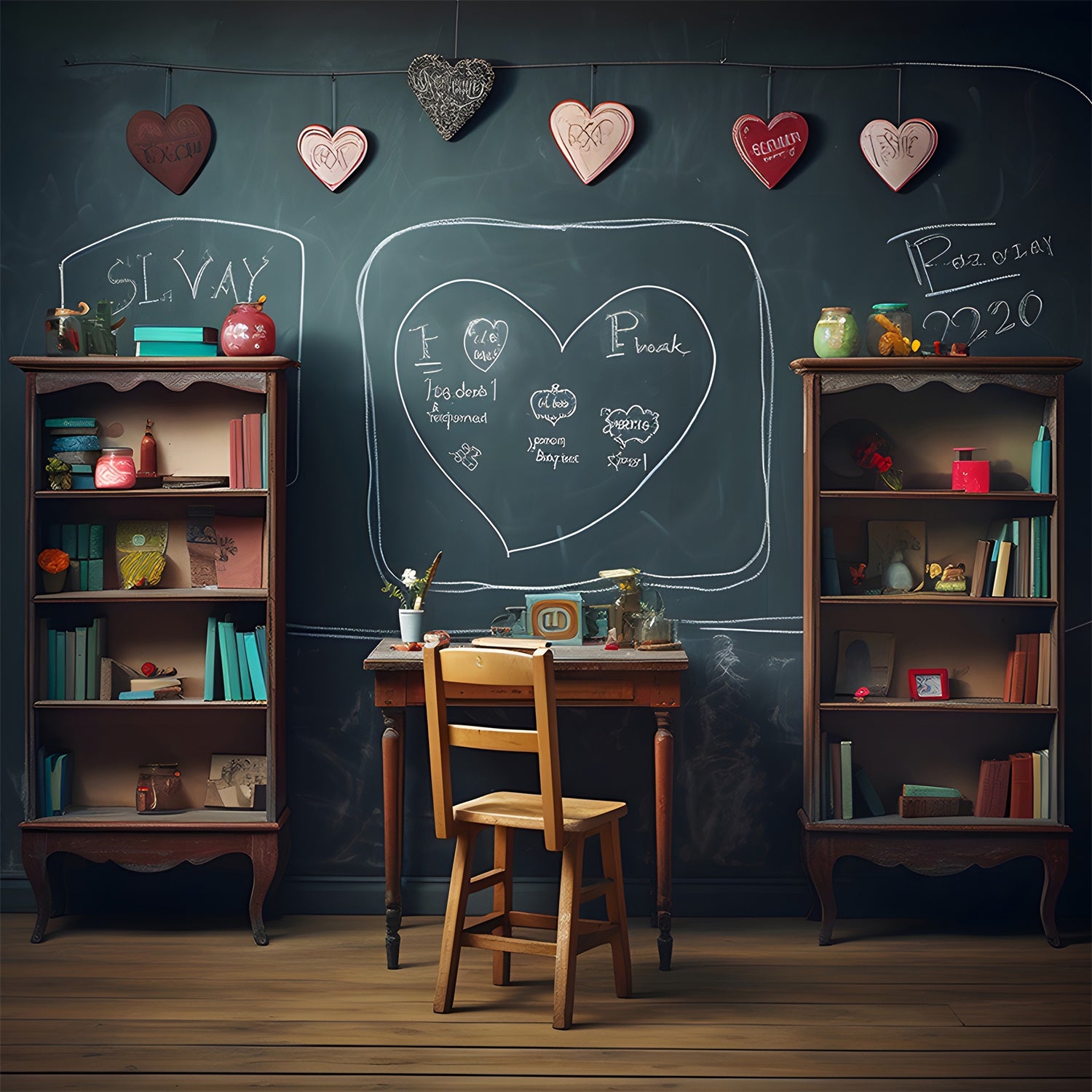 Blackboard Bücherregal Back to School Backdrop RR7-190