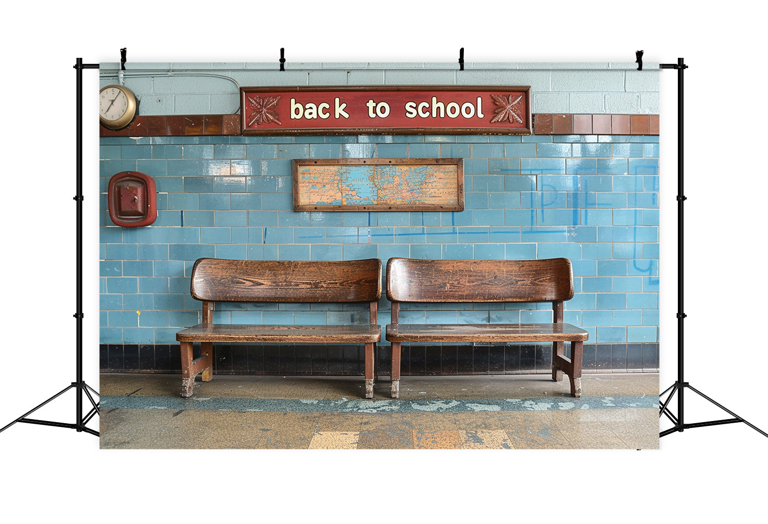 Back to School Korridor Stühle Backdrop RR7-191