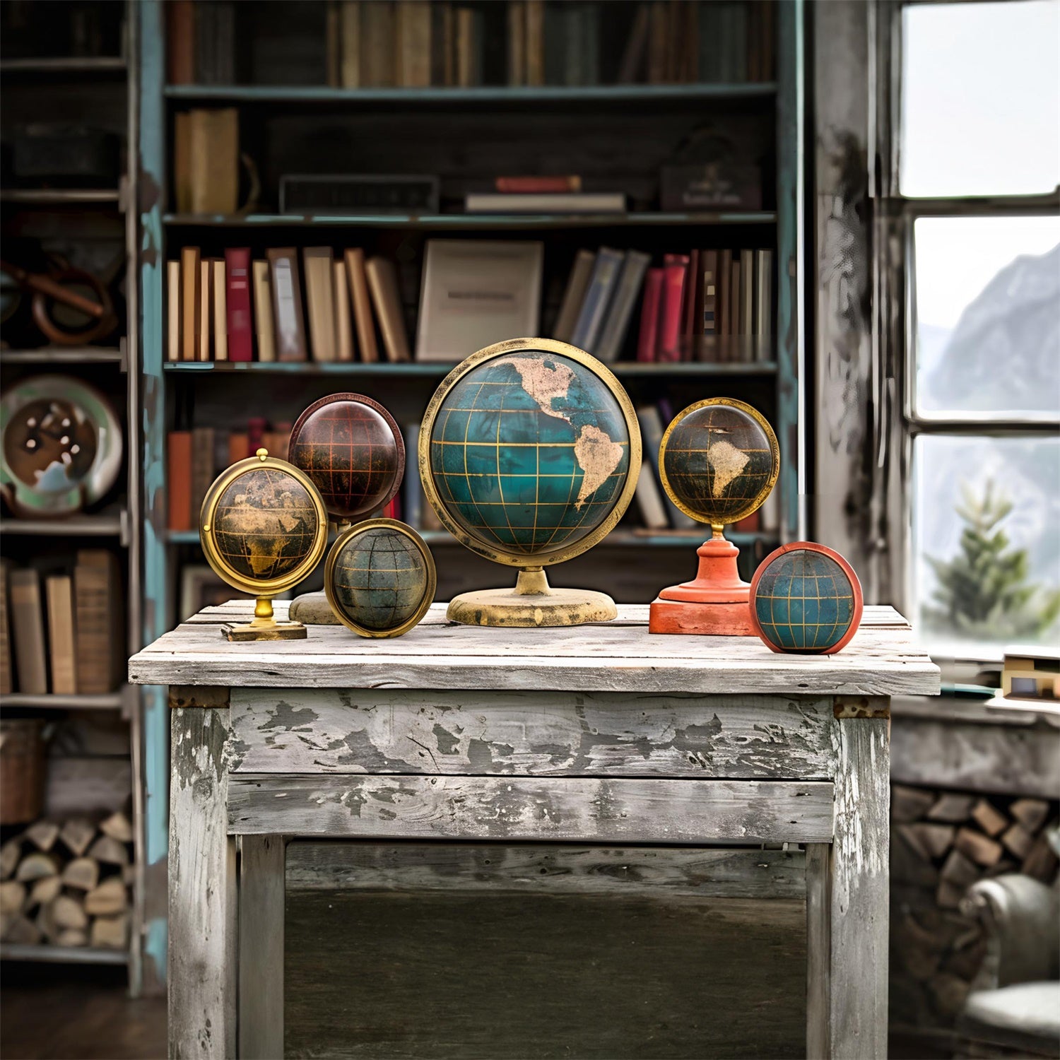 Globus Alter Schreibtisch Back to School Backdrop RR7-195