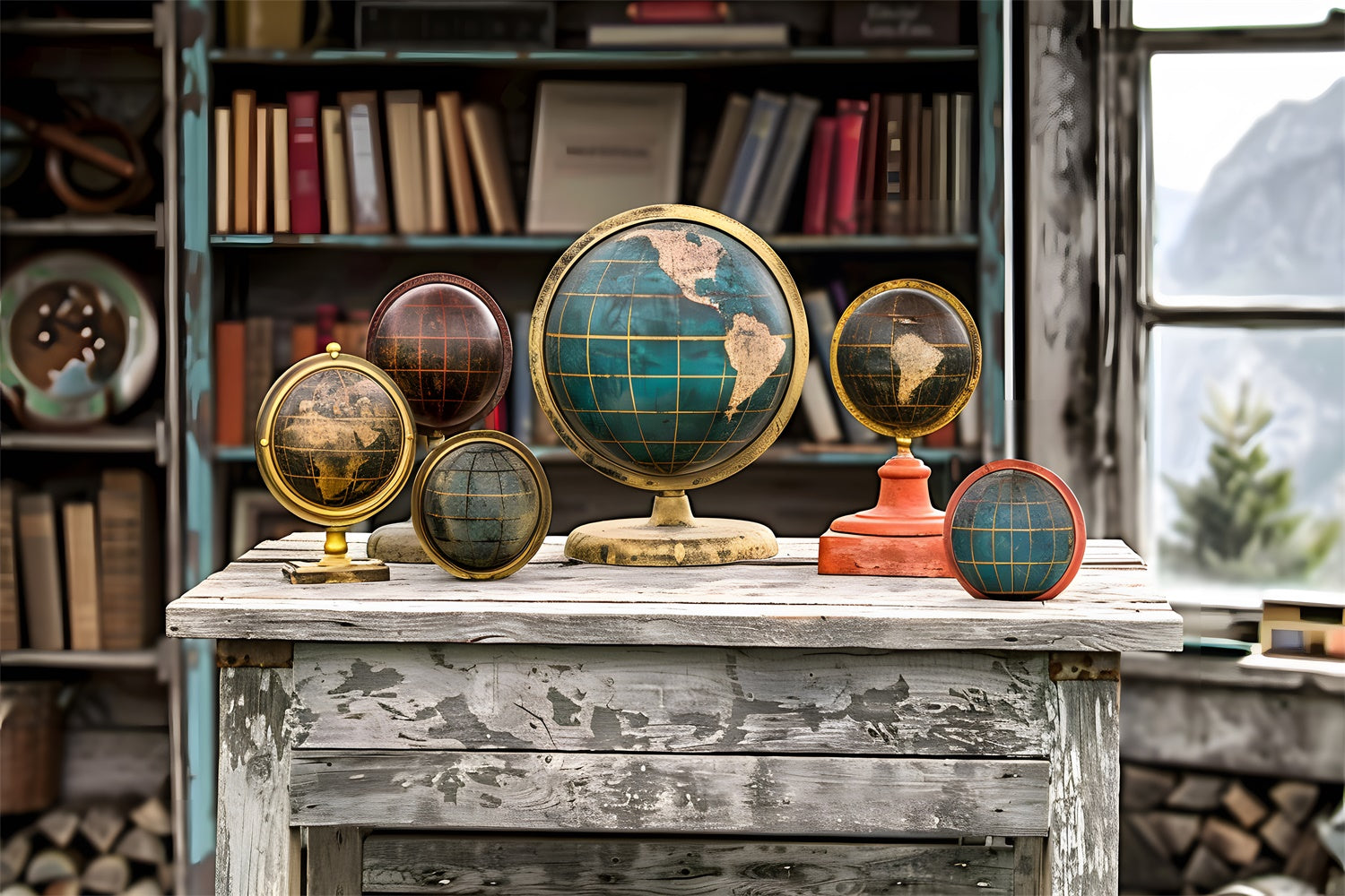 Globus Alter Schreibtisch Back to School Backdrop RR7-195