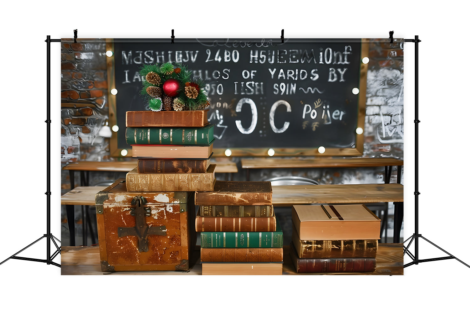 Retro Klassenzimmer Schreibtische Back to School Backdrop RR7-196