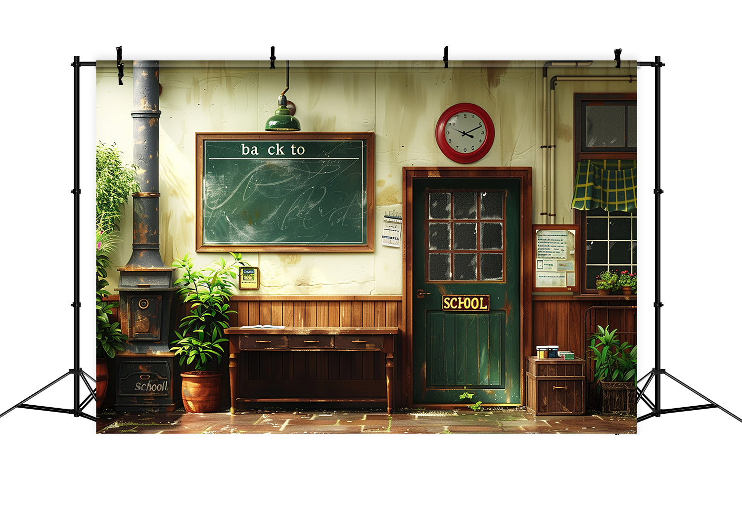 Back to School Kreidetafel Retro-Tür-Hintergrund RR7-205