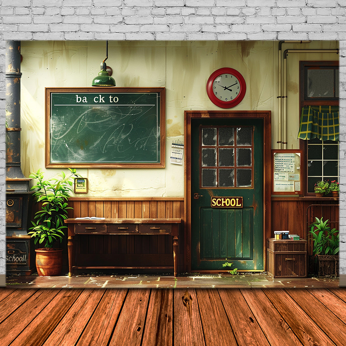 Back to School Kreidetafel Retro-Tür-Hintergrund RR7-205