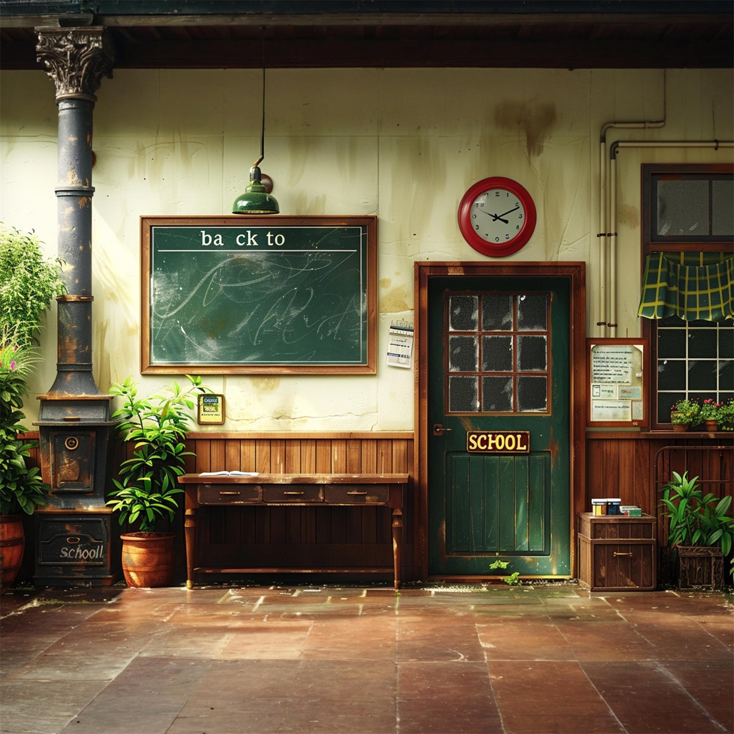 Back to School Kreidetafel Retro-Tür-Hintergrund RR7-205