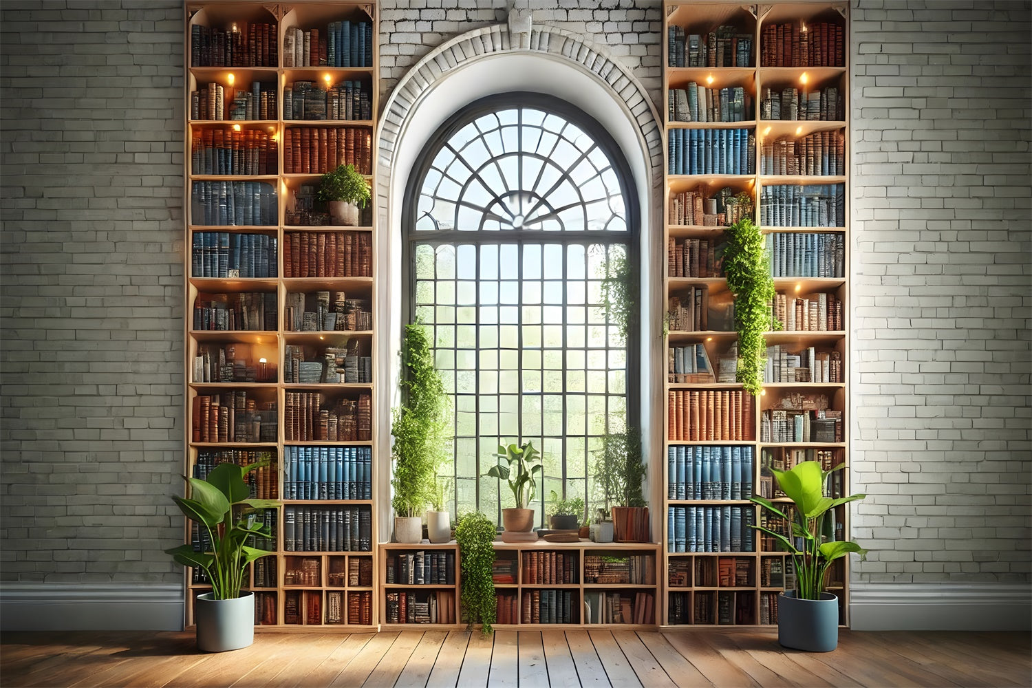 Bücherregal Bogen Fenster Back to School Hintergrund RR7-210