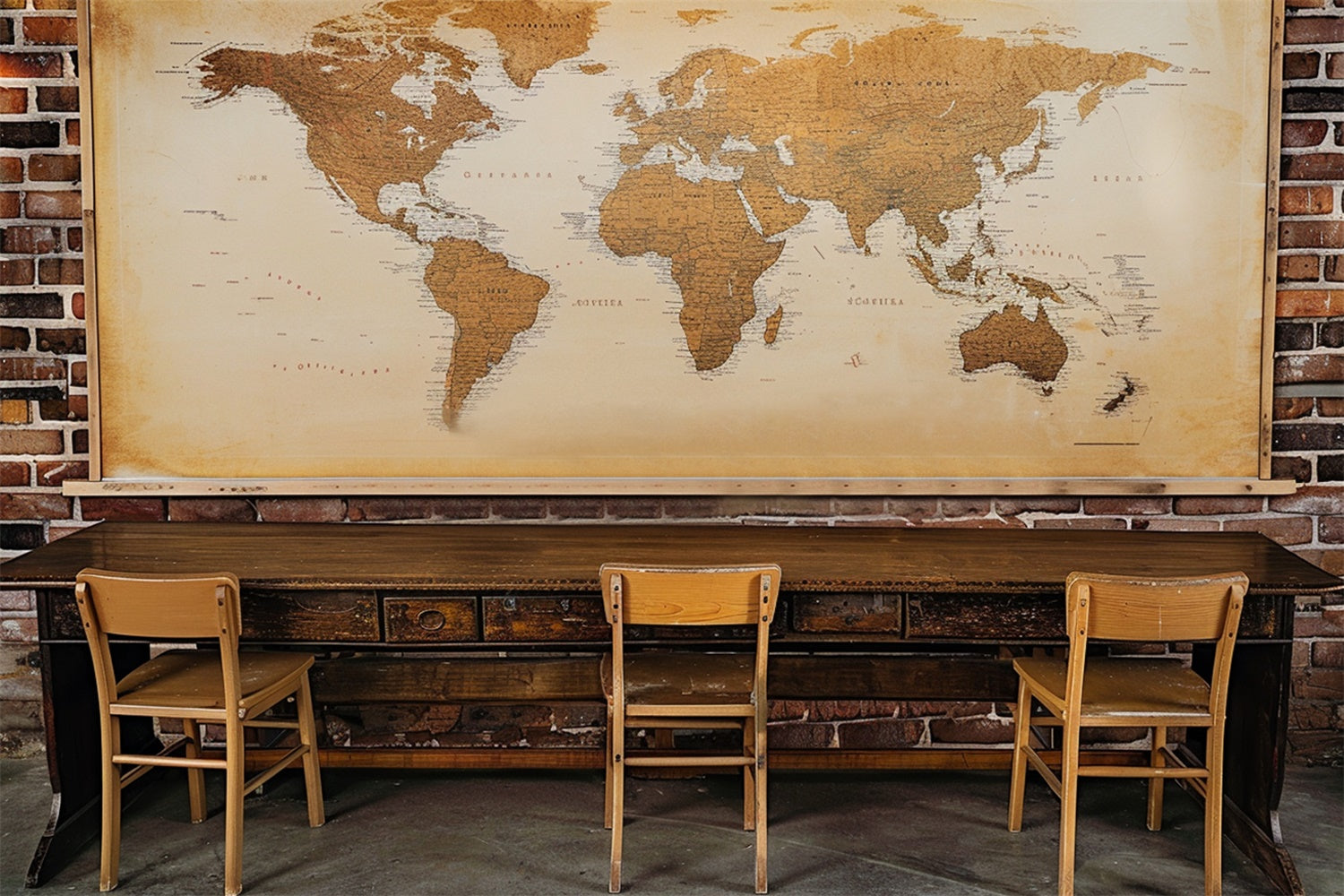 Klassenzimmer Weltkarte Back to School Backdrop RR7-214