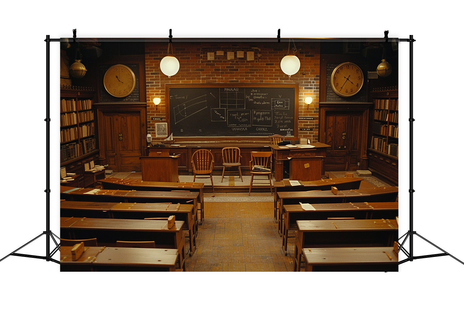 Dark Retro Klassenzimmer Back to School Hintergrund RR7-215