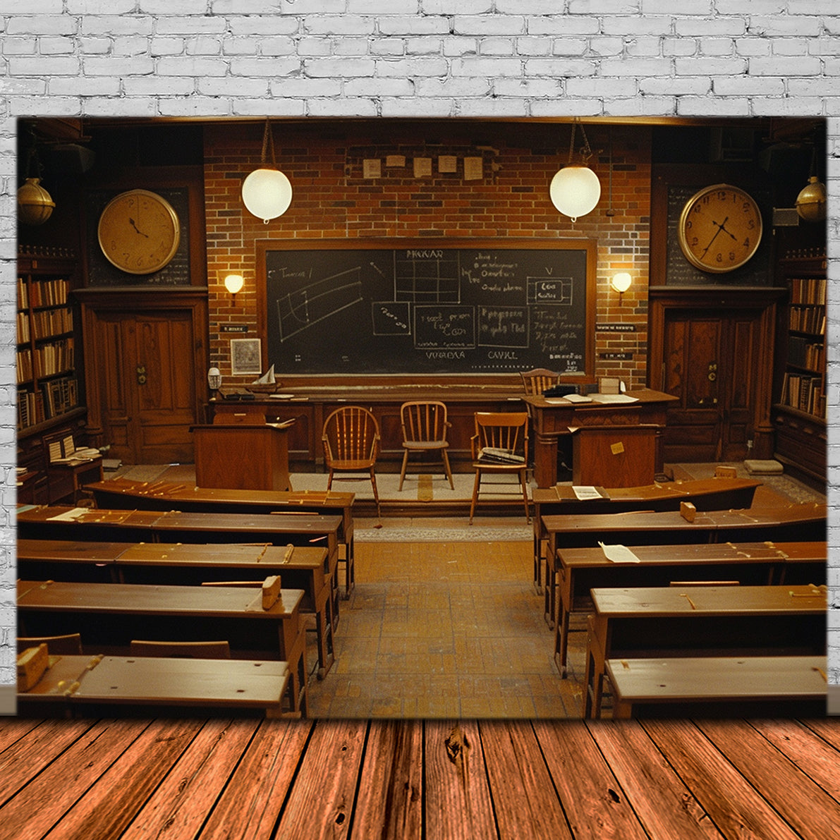 Dark Retro Klassenzimmer Back to School Hintergrund RR7-215