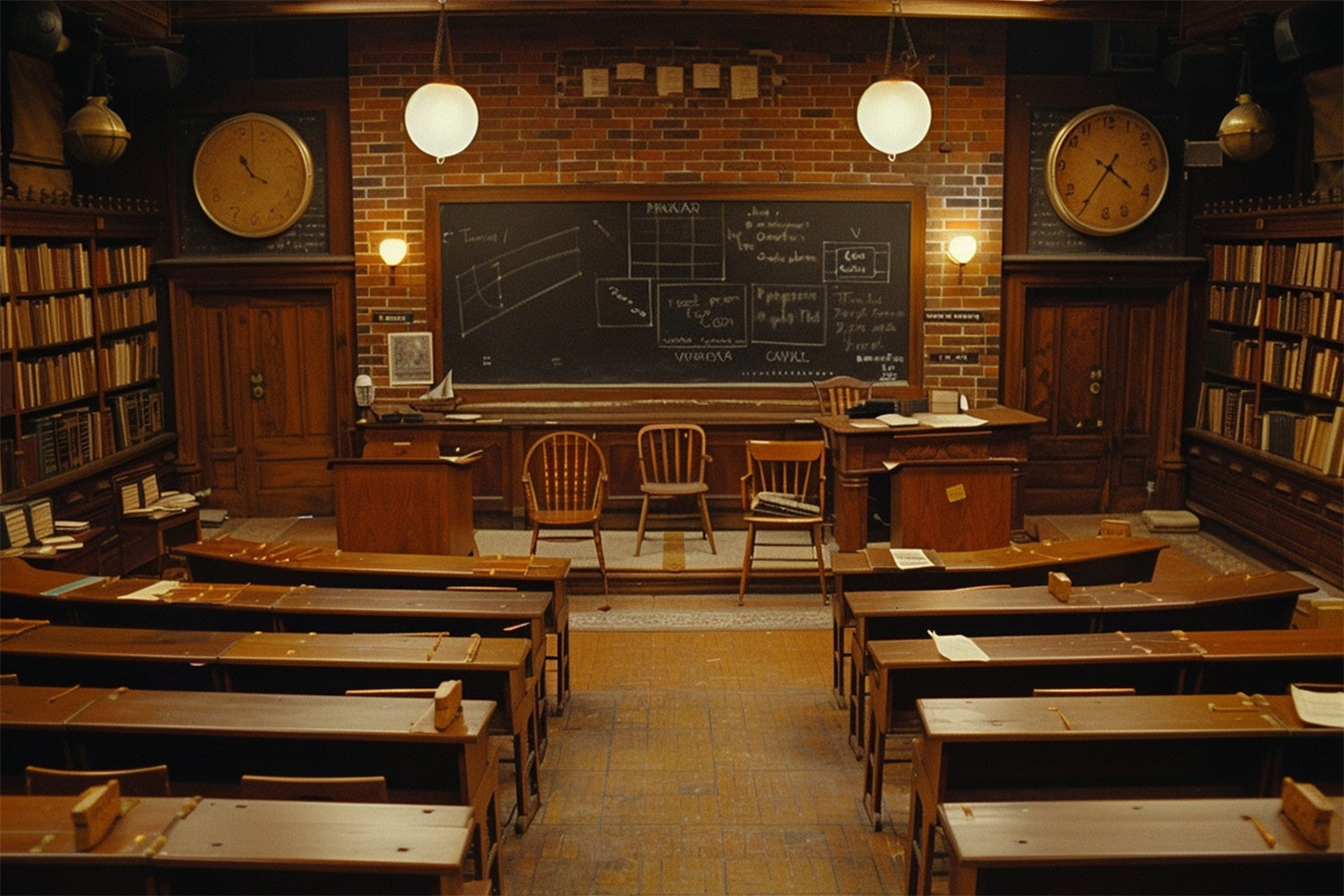 Dark Retro Klassenzimmer Back to School Hintergrund RR7-215