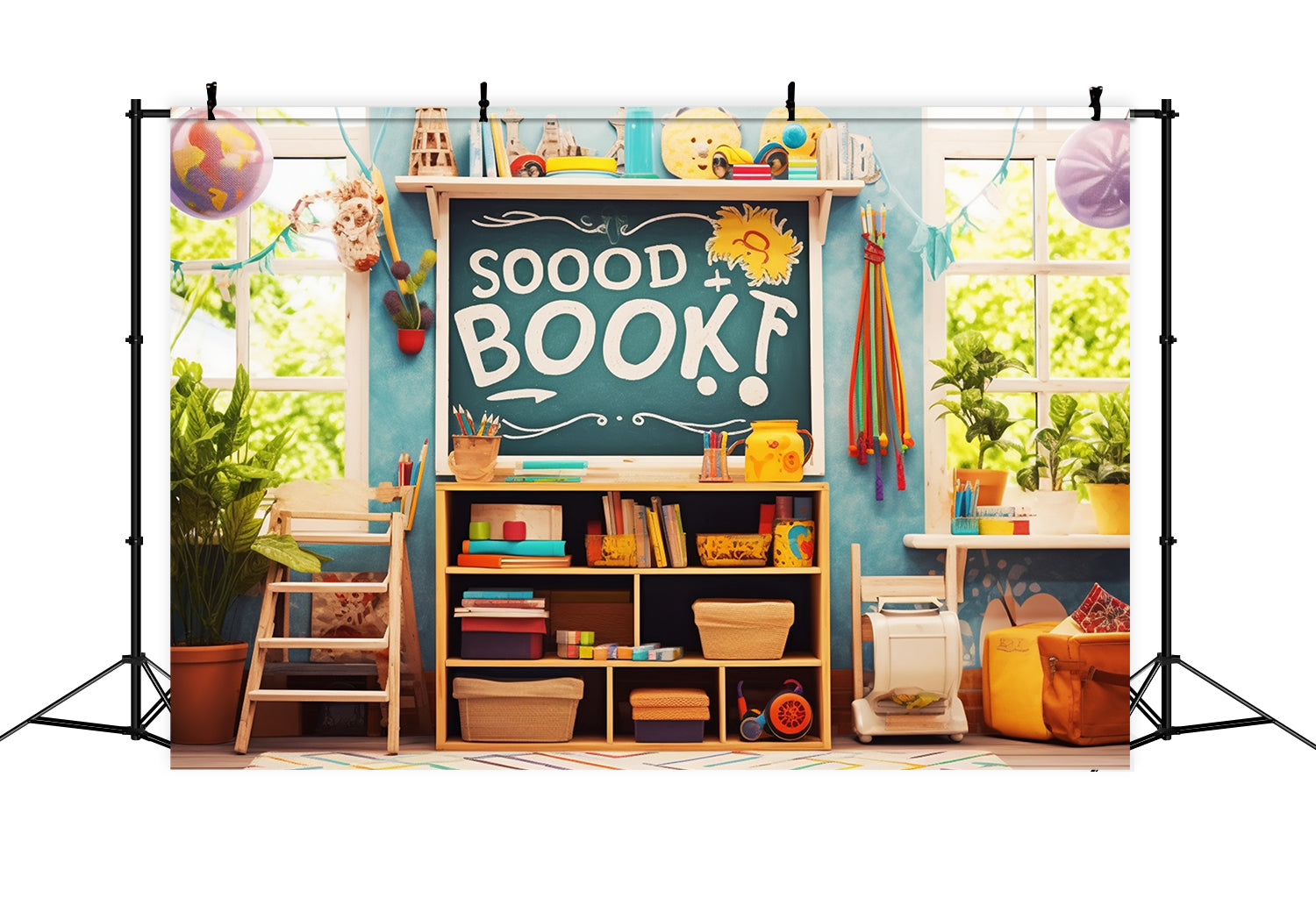 Back to School Spielzimmer Bücher Backdrop RR7-220