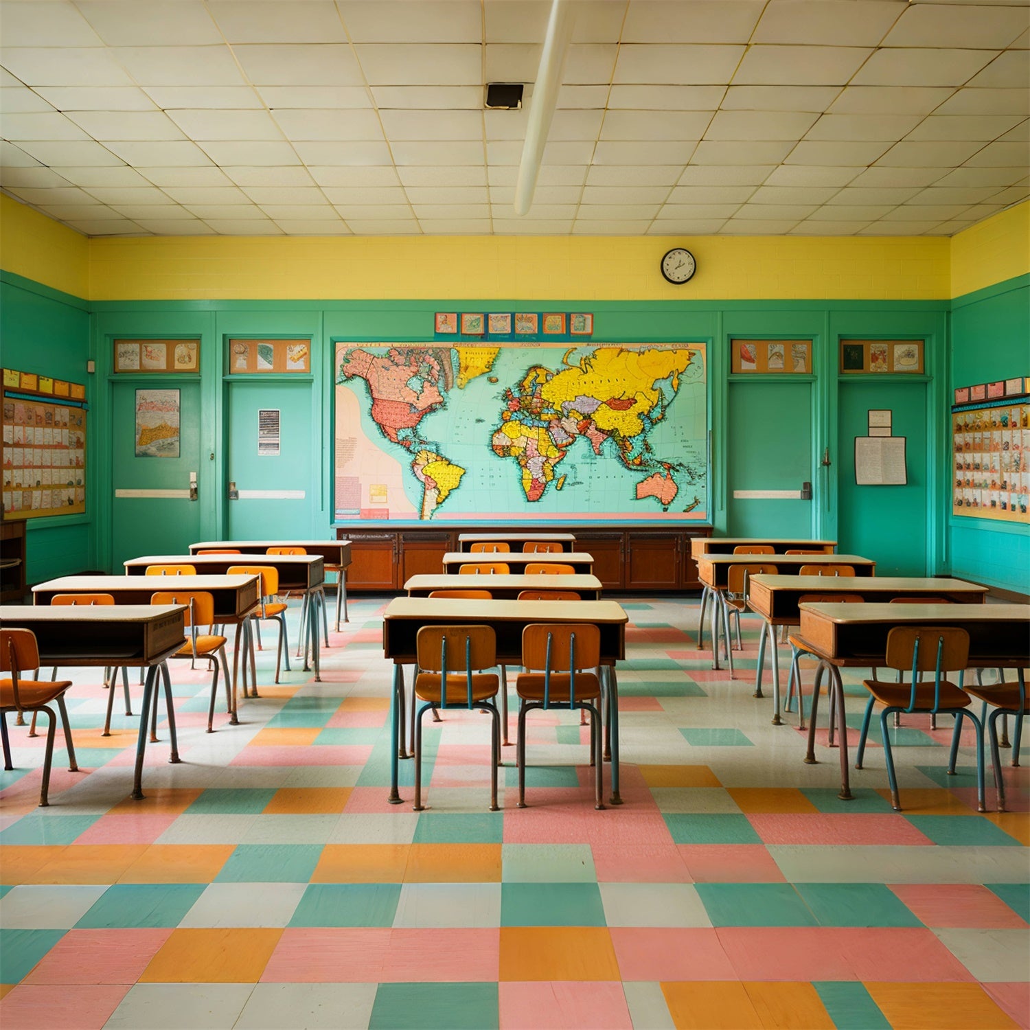 Back to School Grünes Klassenzimmer Backdrop RR7-224