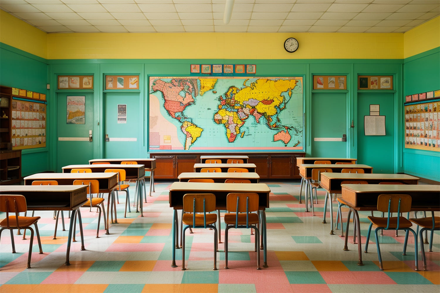 Back to School Grünes Klassenzimmer Backdrop RR7-224