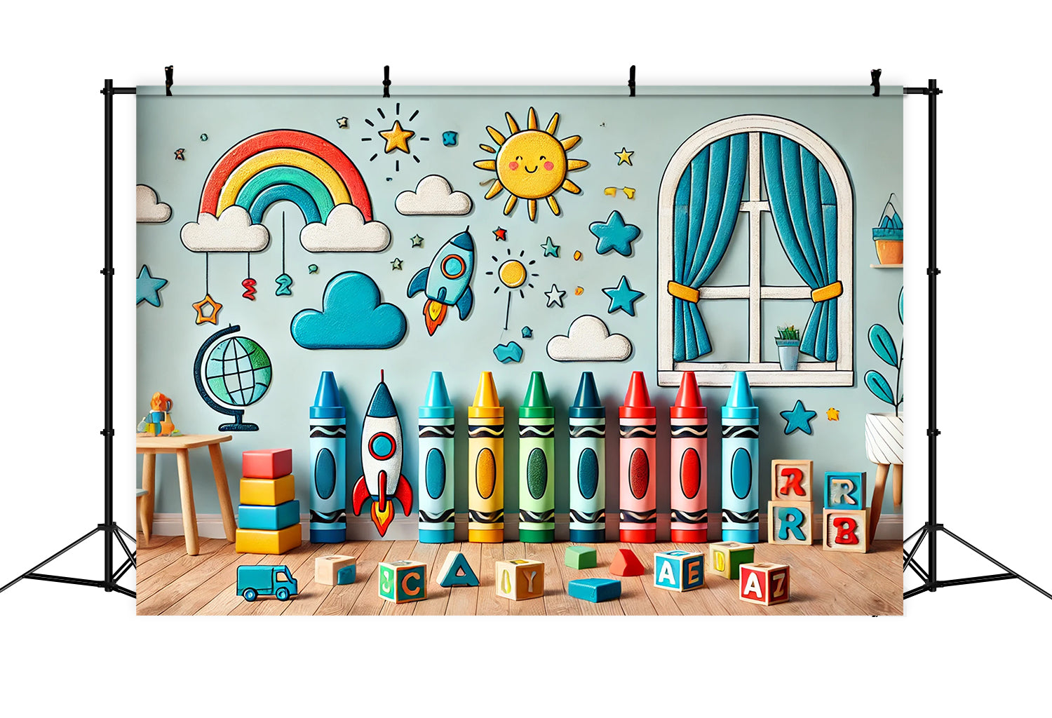 Cartoon Raumschiff Backdrop für die Schule RR7-233