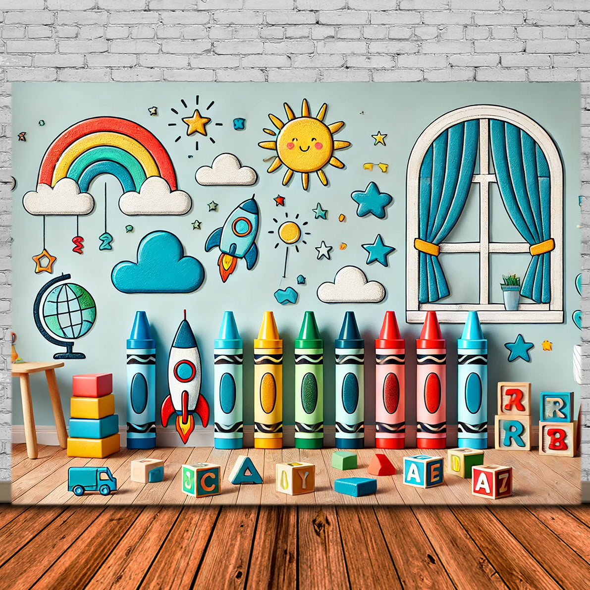 Cartoon Raumschiff Backdrop für die Schule RR7-233
