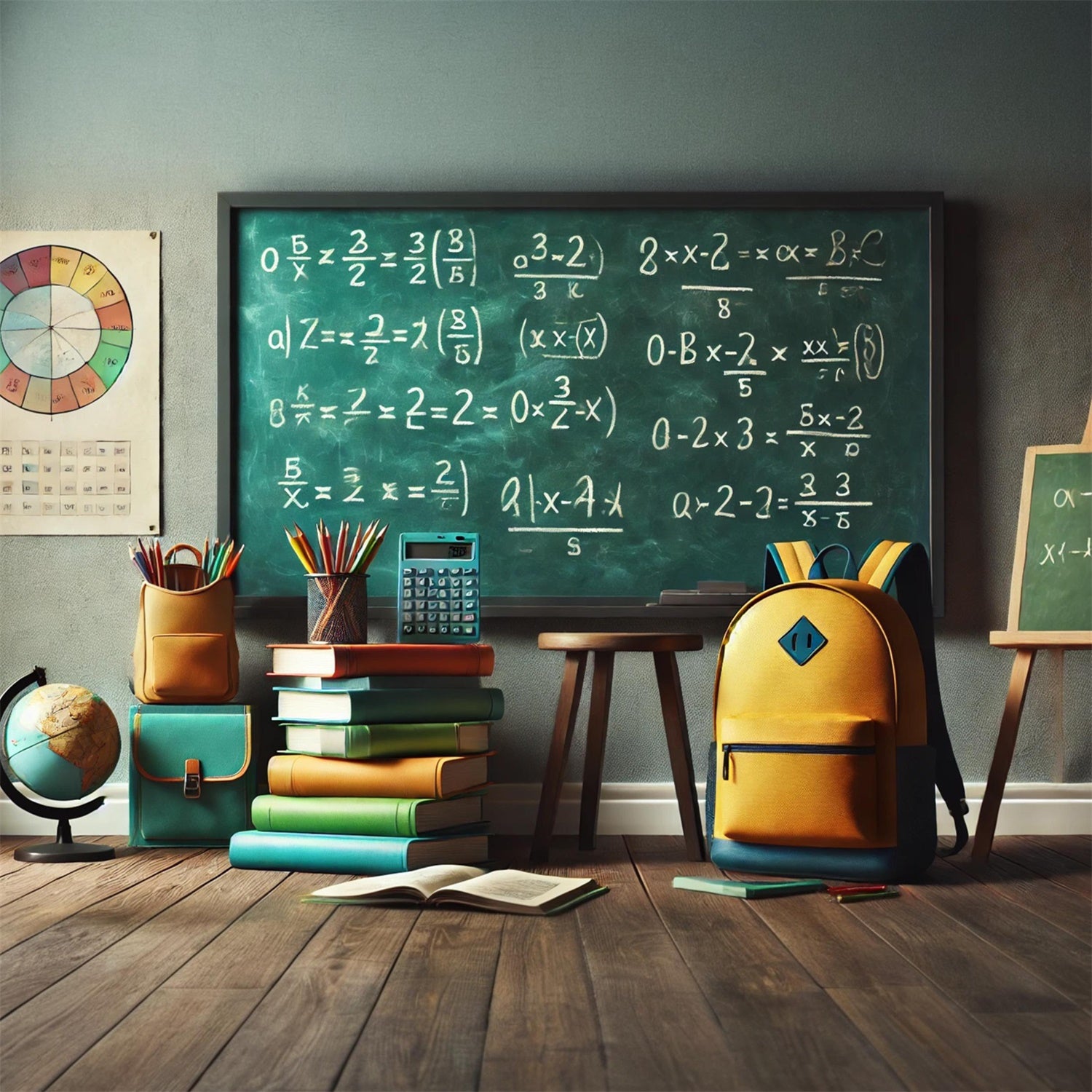 Back to School Gleichungen Kreidetafel Backdrop RR7-234
