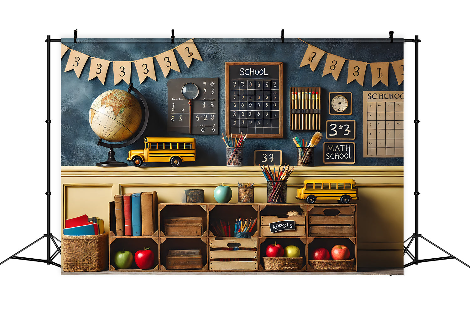 Bleistifte Globe Blackboard Back to School Hintergrund RR7-236
