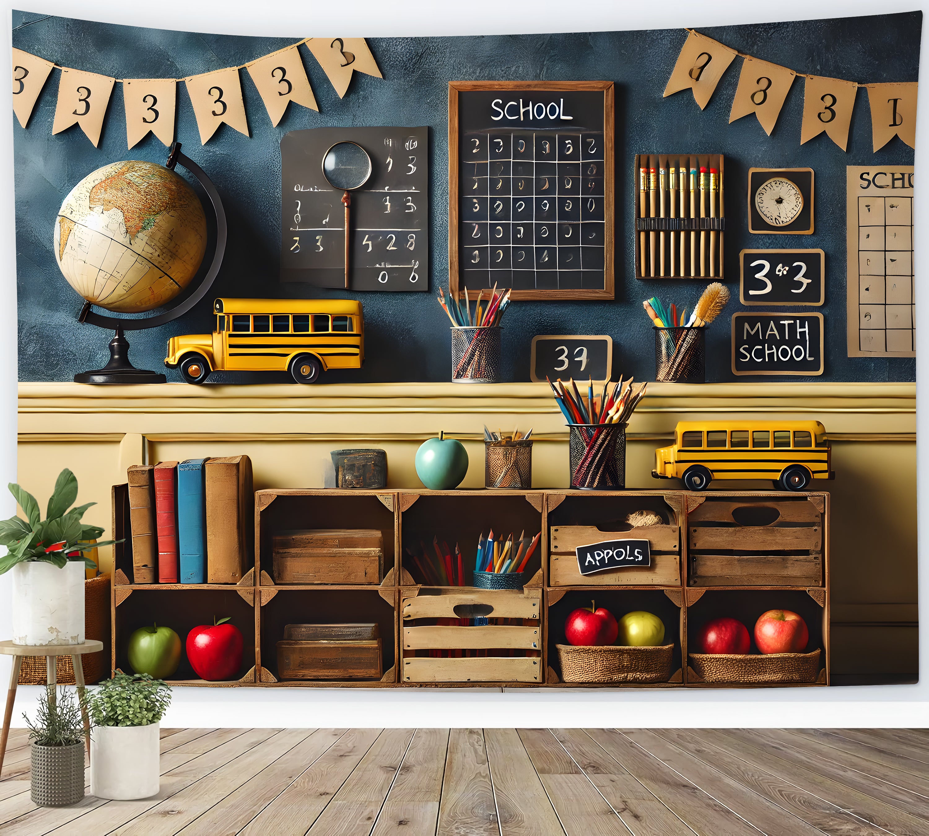 Bleistifte Globe Blackboard Back to School Hintergrund RR7-236