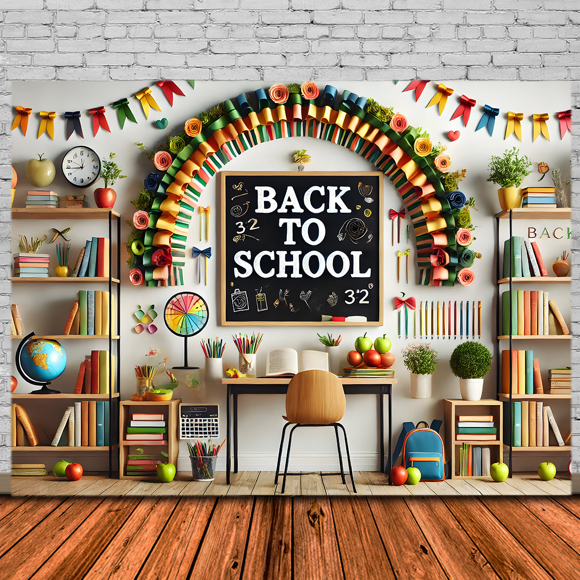 Back to School Dekoriertes Arbeitszimmer Backdrop RR7-237