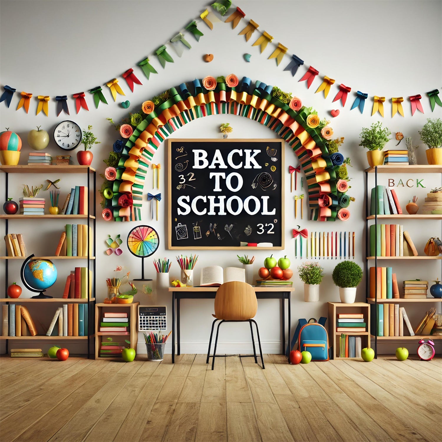 Back to School Dekoriertes Arbeitszimmer Backdrop RR7-237