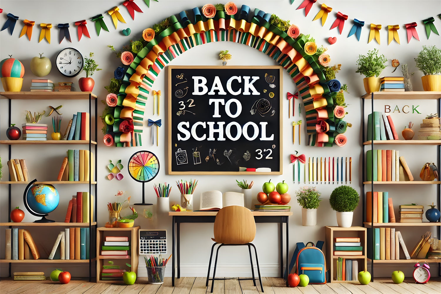 Back to School Dekoriertes Arbeitszimmer Backdrop RR7-237