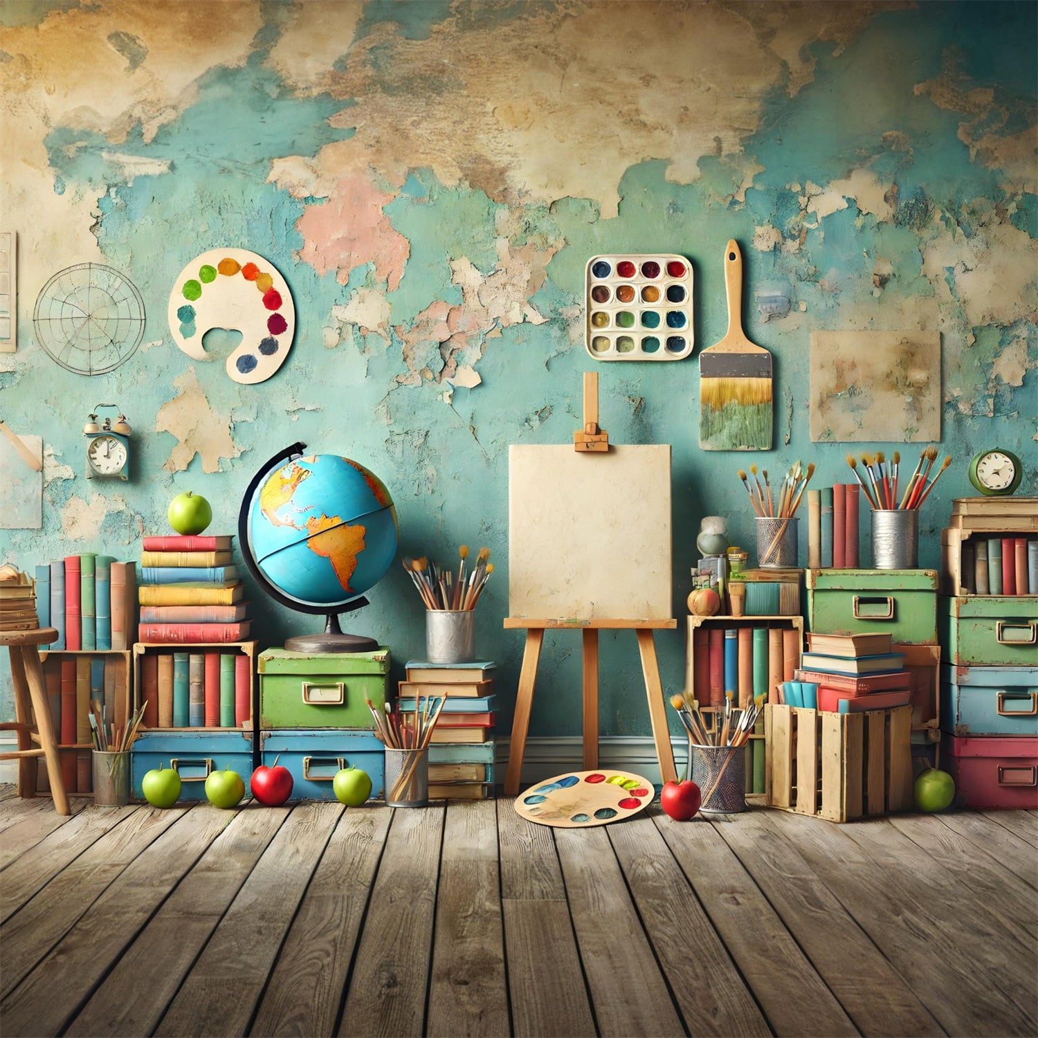 Back to School Gesprenkelte Wandhintergrundkulisse für Klassenzimmer RR7-239