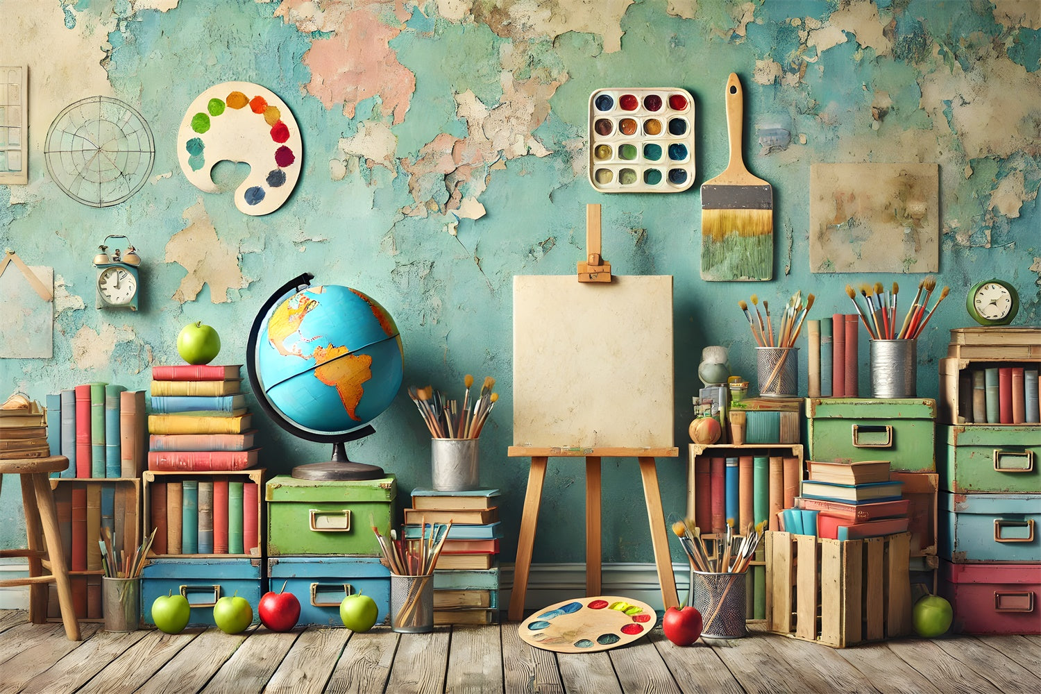 Back to School Gesprenkelte Wandhintergrundkulisse für Klassenzimmer RR7-239