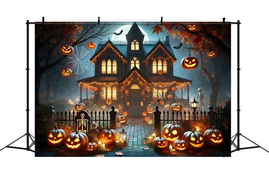 Halloween Kürbislaternen Spukhaus Hintergrund RR7-281